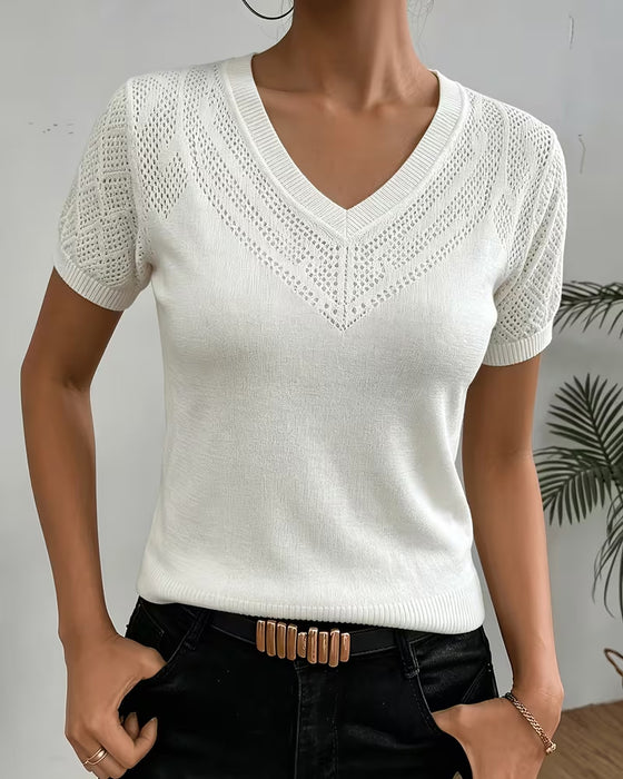 Pullovers Met V-Hals, Uitgesneden, Effen Kleur, Slim Passend
