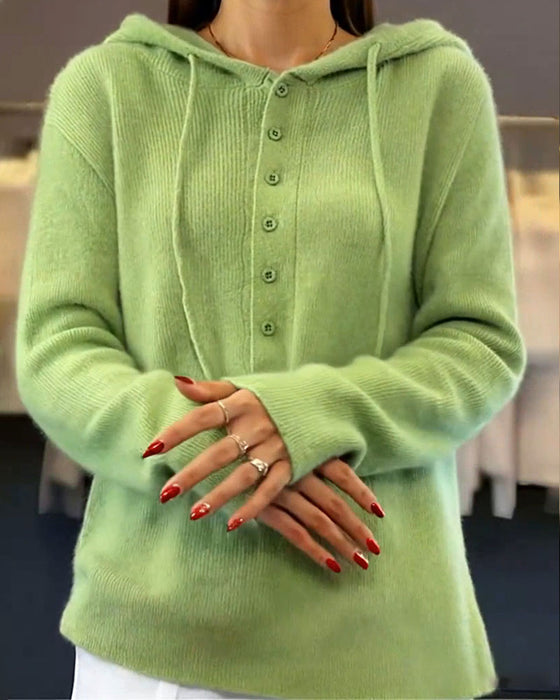 Pullover Effen Modieus Met Capuchon