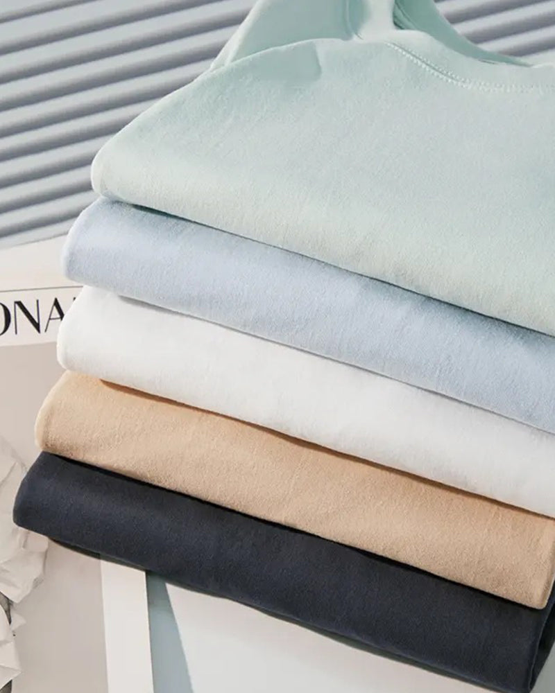 T-Shirt Heren Ronde Hals Lange Mouw Split