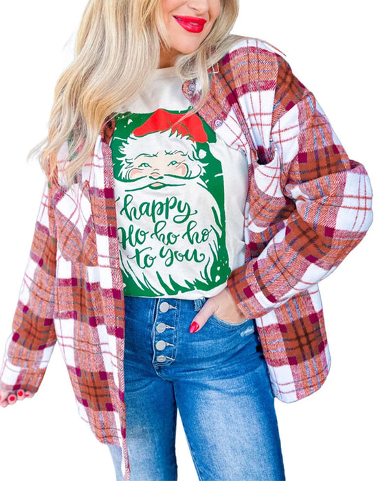 Jas Geruit Wollen Overhemd Ontspannen
