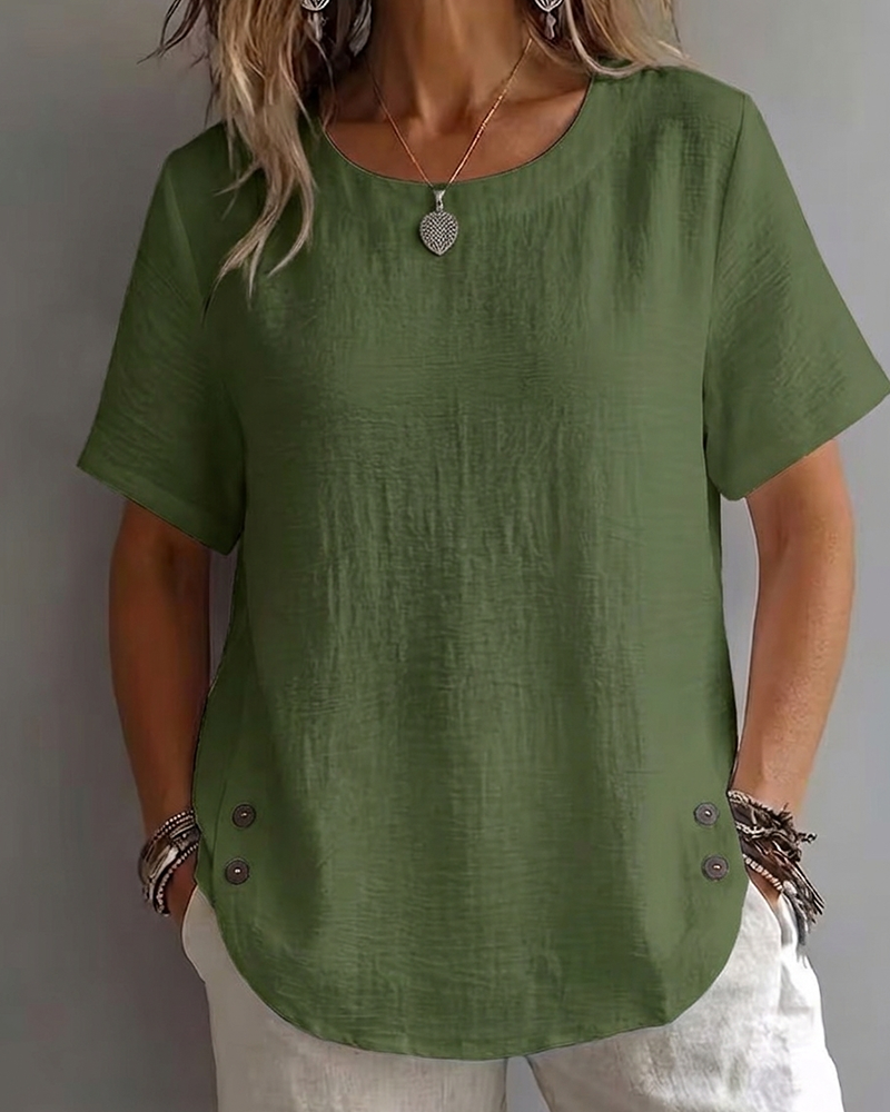 T-Shirt Ronde Hals Effen Eenvoudig 100% Katoen