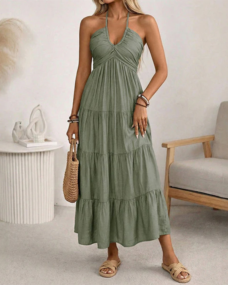 Jurk Halsband Bandeau Meerlaagse Ruche