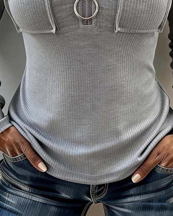 Blouse Rits Met Capuchon Getailleerd