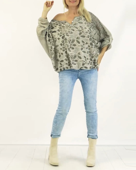 Temperamentblouse met lange mouwen en print