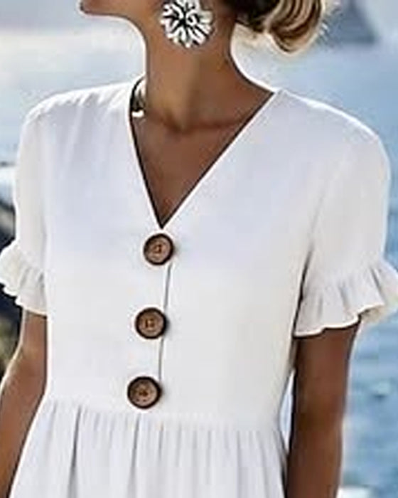 Jurk Drie-Knoop Ruffle Mouw
