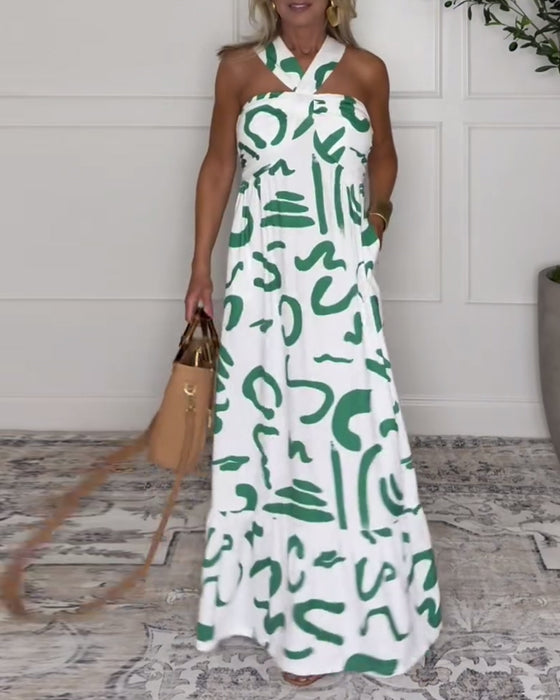 Jurk Halternek Bedrukt Rugloos Sexy