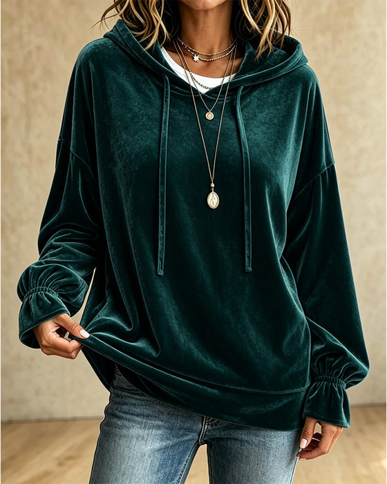 Hoodie Effen Kleur Lange Mouwen