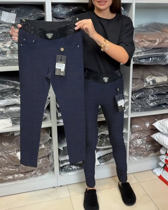 Stijlvolle Broek In Effen Kleur Met Stretch