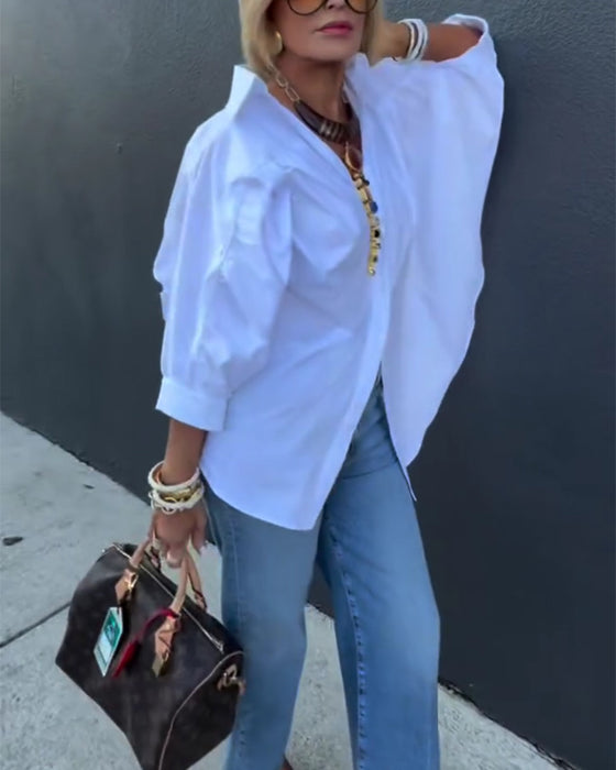 Overhemd Mode Losse Pasvorm Gekraagd