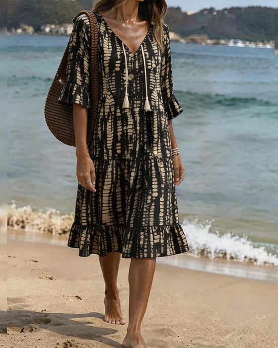 Casual Jurk V-Hals Met Print