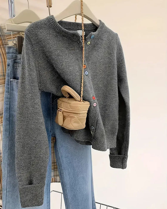 Cardigan casual effen kleur lange mouwen