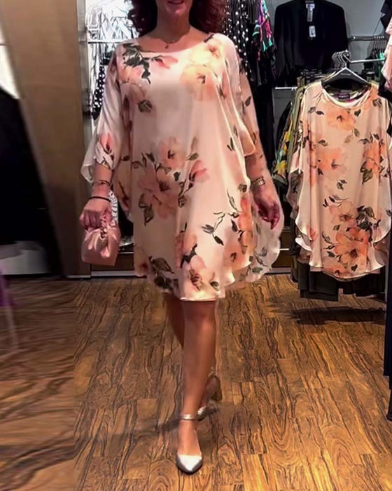 Jurk Geprint Vleermuismouw