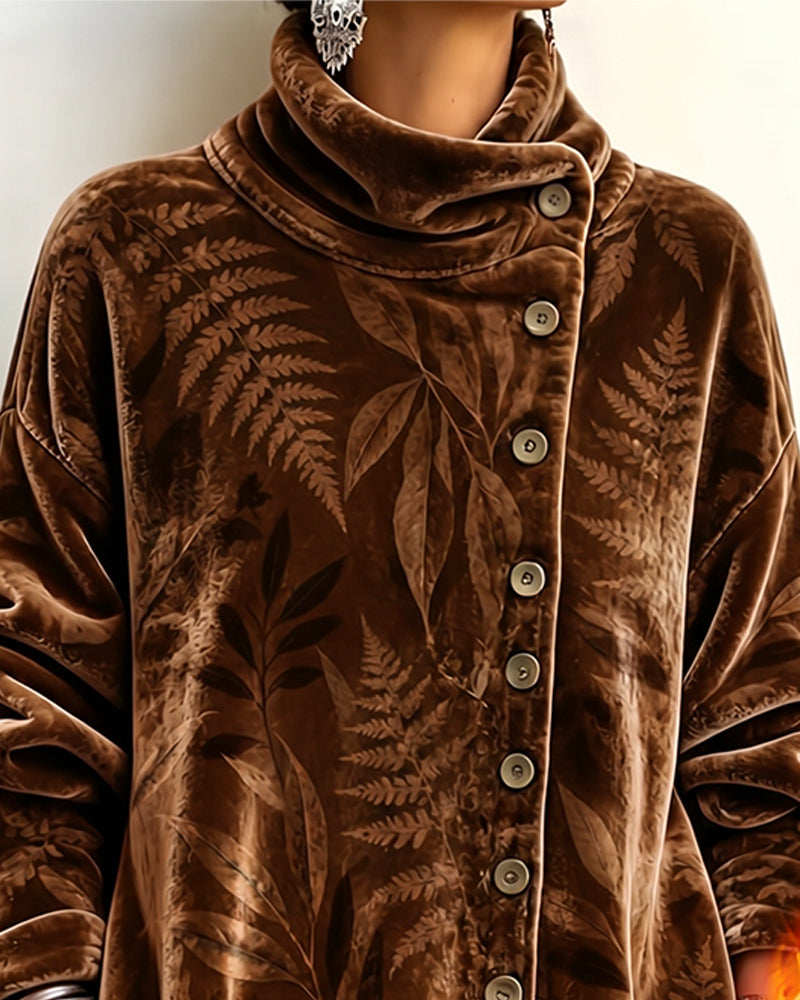 Top Turtleneck Knoop Blad Print