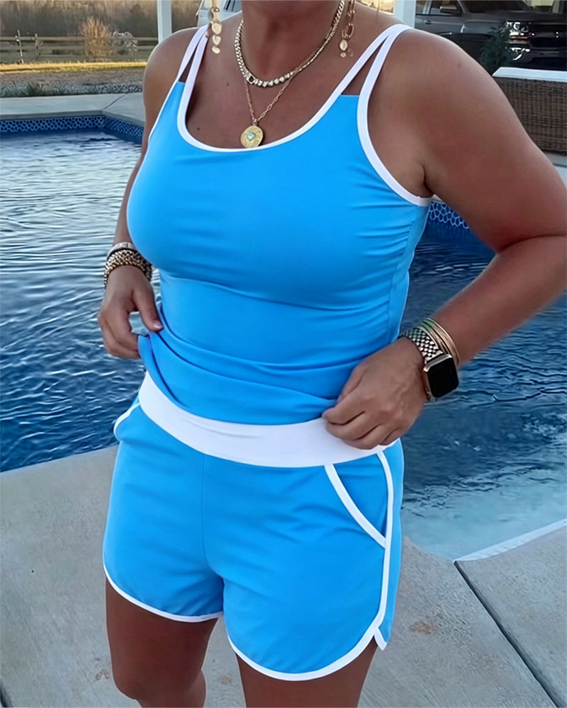 Tankini Met Contrast Kleur Bies En Afwerking