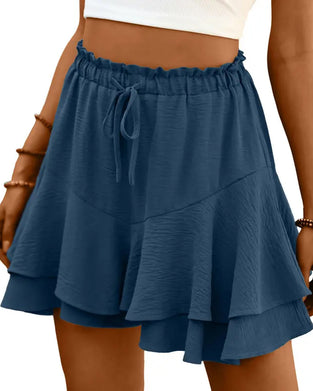 Shorts Dubbele Laag Ruffle Trekkoord
