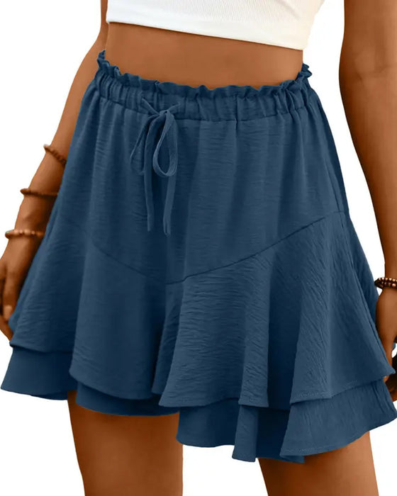 Shorts Dubbele Laag Ruffle Trekkoord