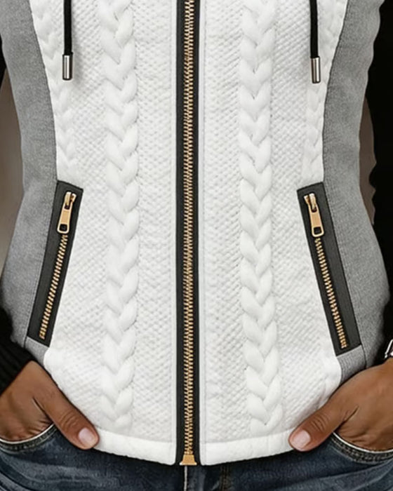 Jas Contrastkleur Met Capuchon Rits