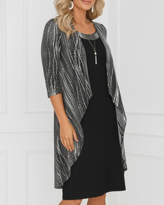 Jurk Nep Tweedelig Geometrische Print