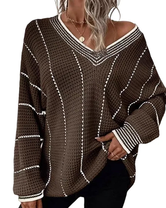 Pullover Trui Casual Loose Fit Streep