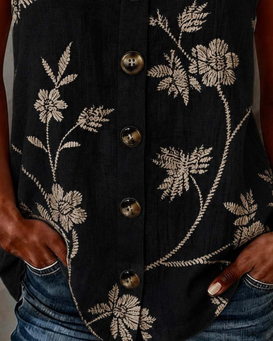 Tank Top Bloemen Camisole Metalen Ring
