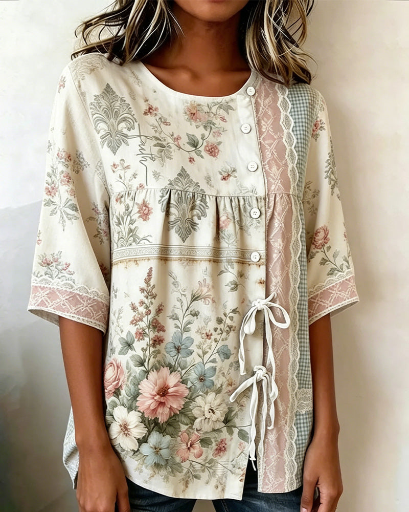 Blouse Retro Bloemenprint Casual