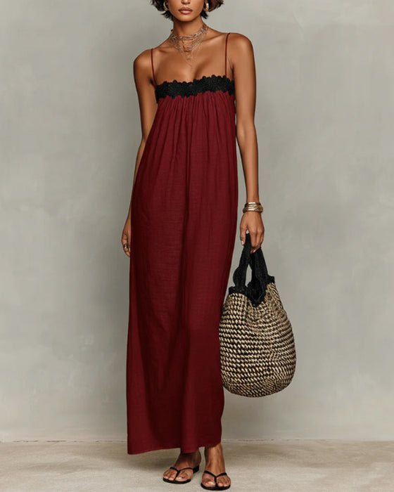 Jurk Contrastkleur Recht Maxi