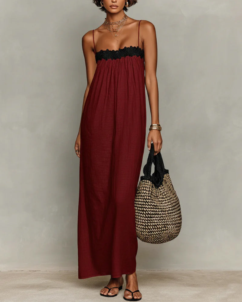 Jurk Contrastkleur Recht Maxi