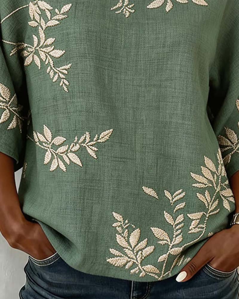 Blouse Ronde Hals Vleermuismouwen Gestreept