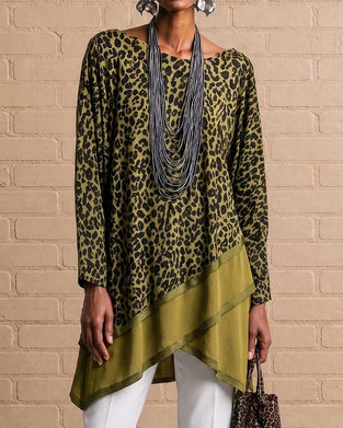 Luipaardprint Top Met Asymmetrische Zoom