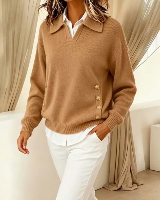 Pullover Lange Mouwen Effen Kleur