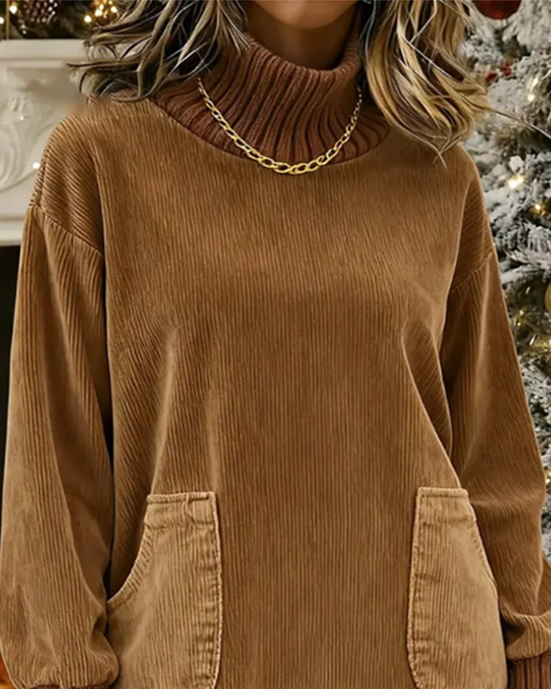 Retro Jurk Met Hoge Hals En Lange Mouwen