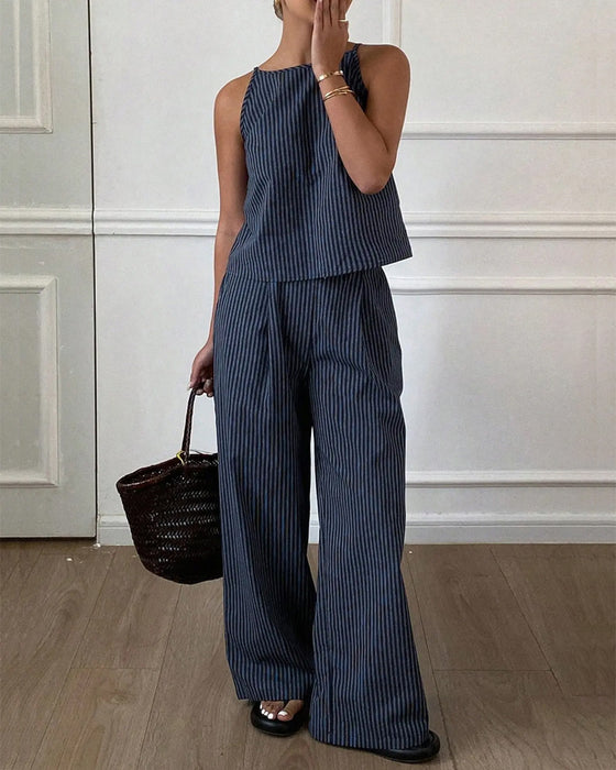 Set Gestreept Camisole Wijde Pijp Broek