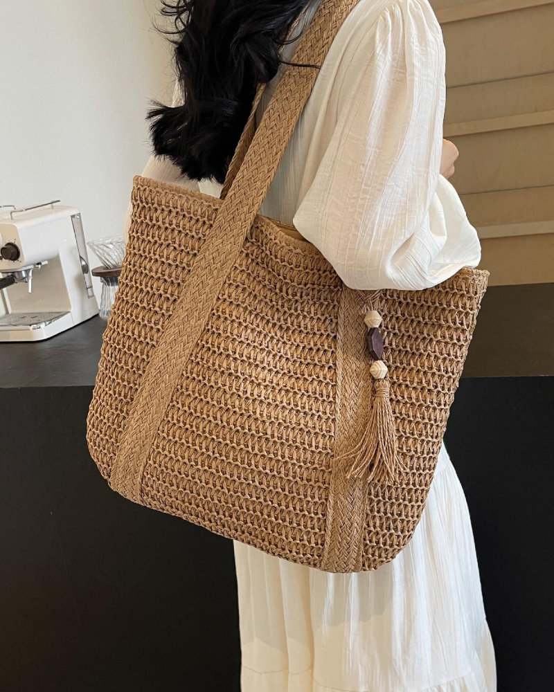 Strandtas Grote Capaciteit Effen Kleur Stro