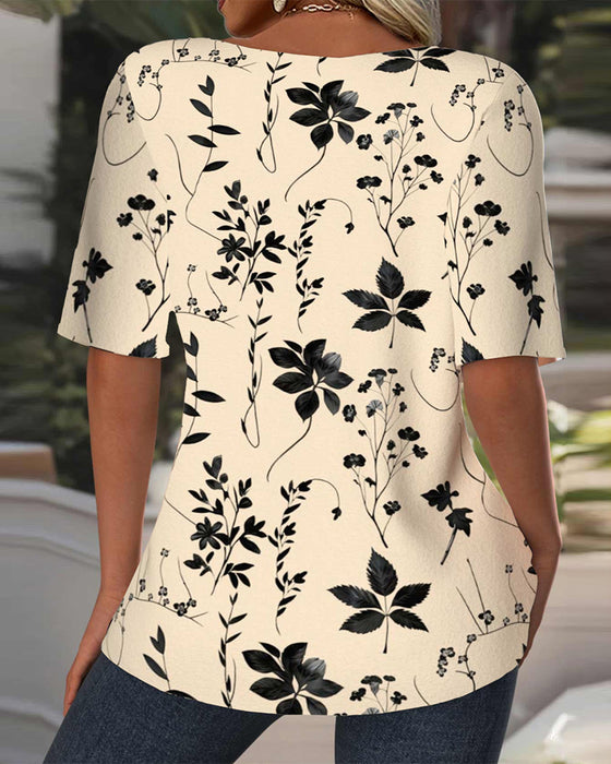 Blouse Casual Bedrukt Nep Tweedelig