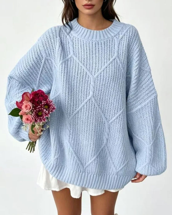 Pullover Effen Kleur Lange Mouwen