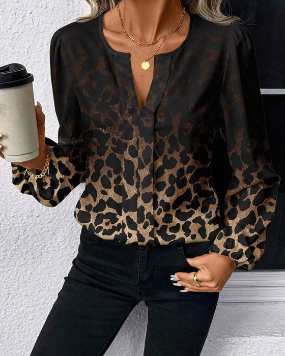 Shirt Pofmouw Verloop Luipaardprint