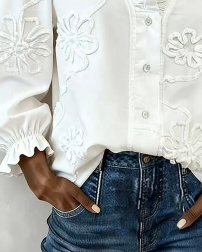 Blouse Ruches Ballon Mouw