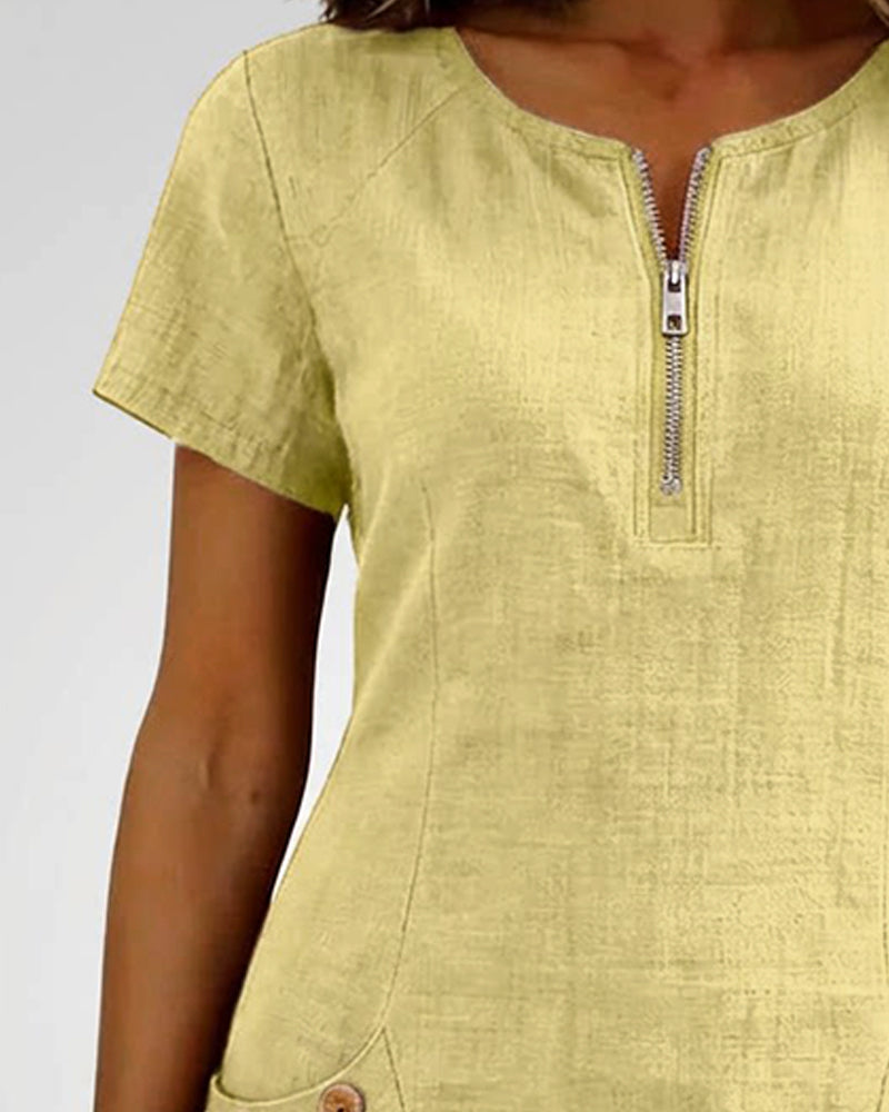 Jurk Rits Zak Katoen Linnen