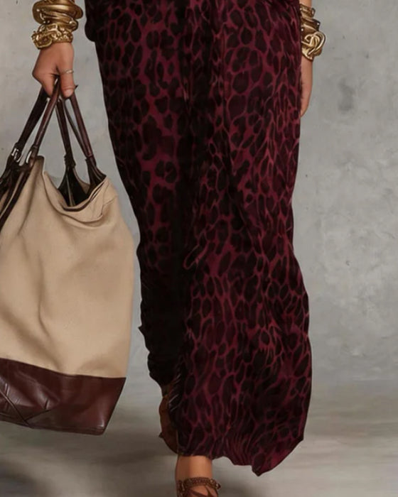 Jurk Trendy Luipaard Vleermuis Mouw