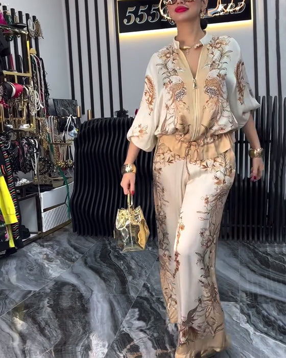 Wijd-Pijpen Pak Temperament Staande Kraag Rits