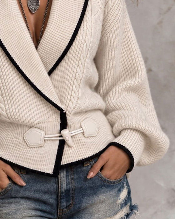 Cardigan Revers Contrast Trui