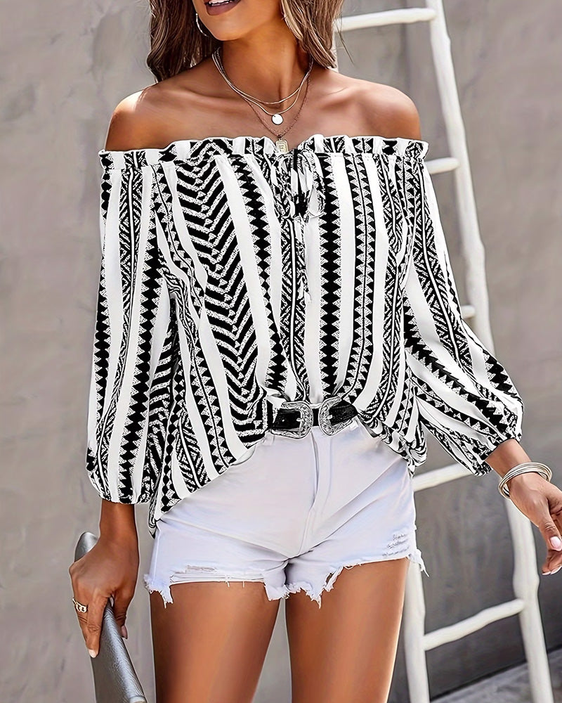 Blouse Elegant Verfijnd Geometrisch Off Schouder