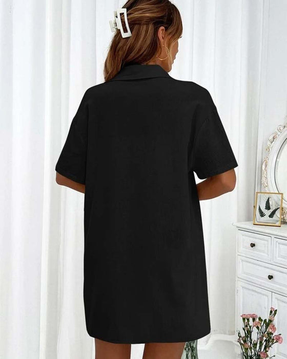 Casual set met effen overhemd en korte broek