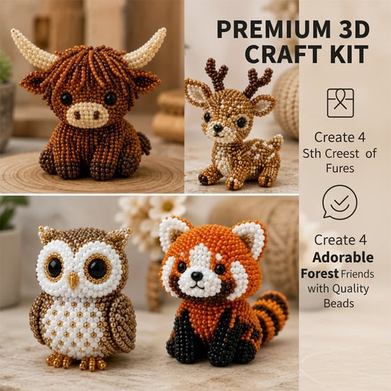 3D-kralendierenset - DIY-miniatuurdiertjes set voor beginners