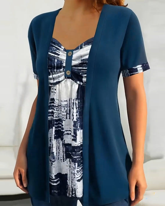 Blouse Bedrukt Nep Tweedelig Onregelmatig