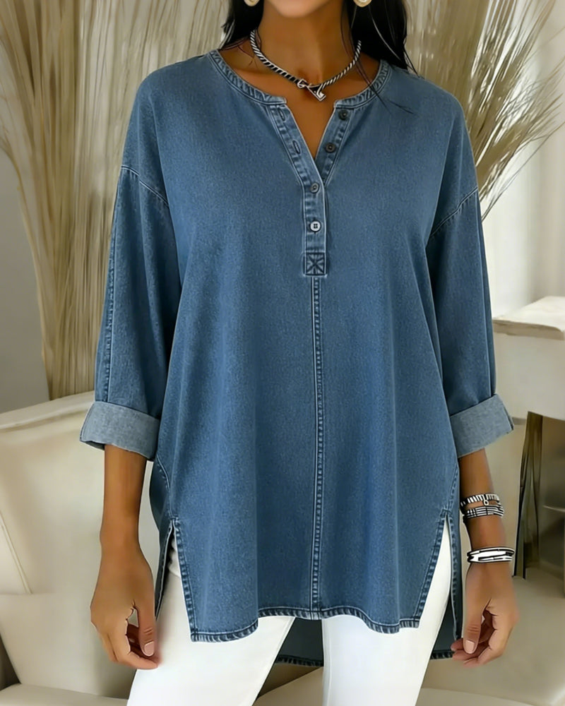 Top Geknoopt V-Hals Denim