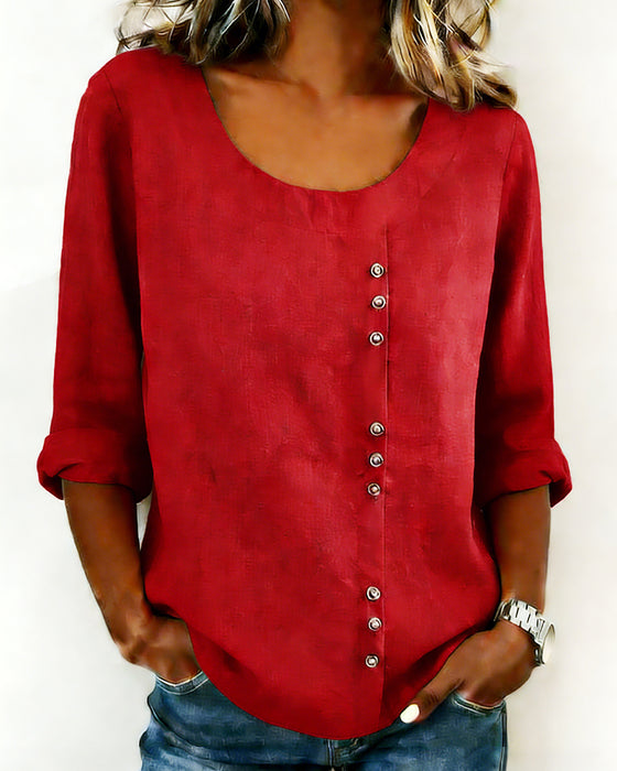 Top Ronde Hals Lange Mouw