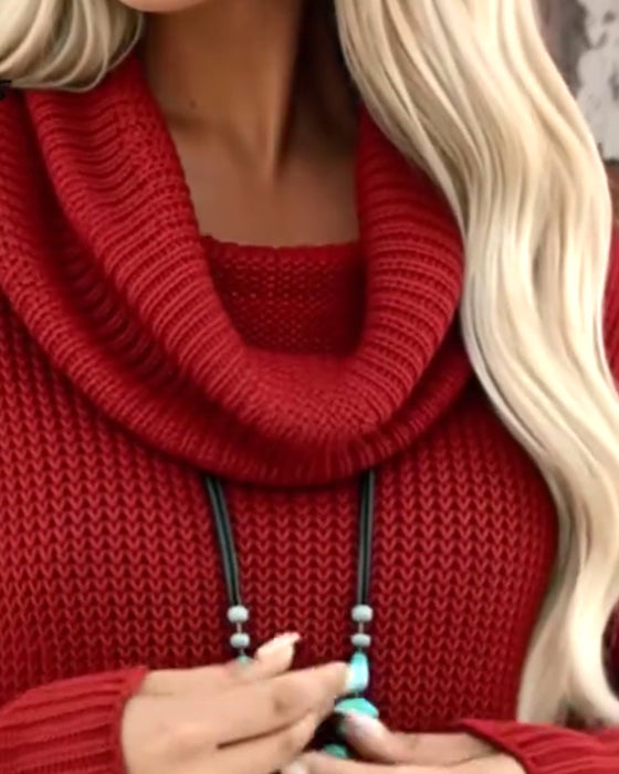 Effen Jurk Met Hoge Halslijn En Stijlvol Design