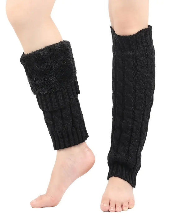 Fleece Gevoerde Kabelgebreide Beenwarmers Thermische Laarzenmanchetten