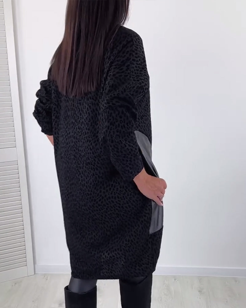 Elegante jurk met ronde hals en panelen